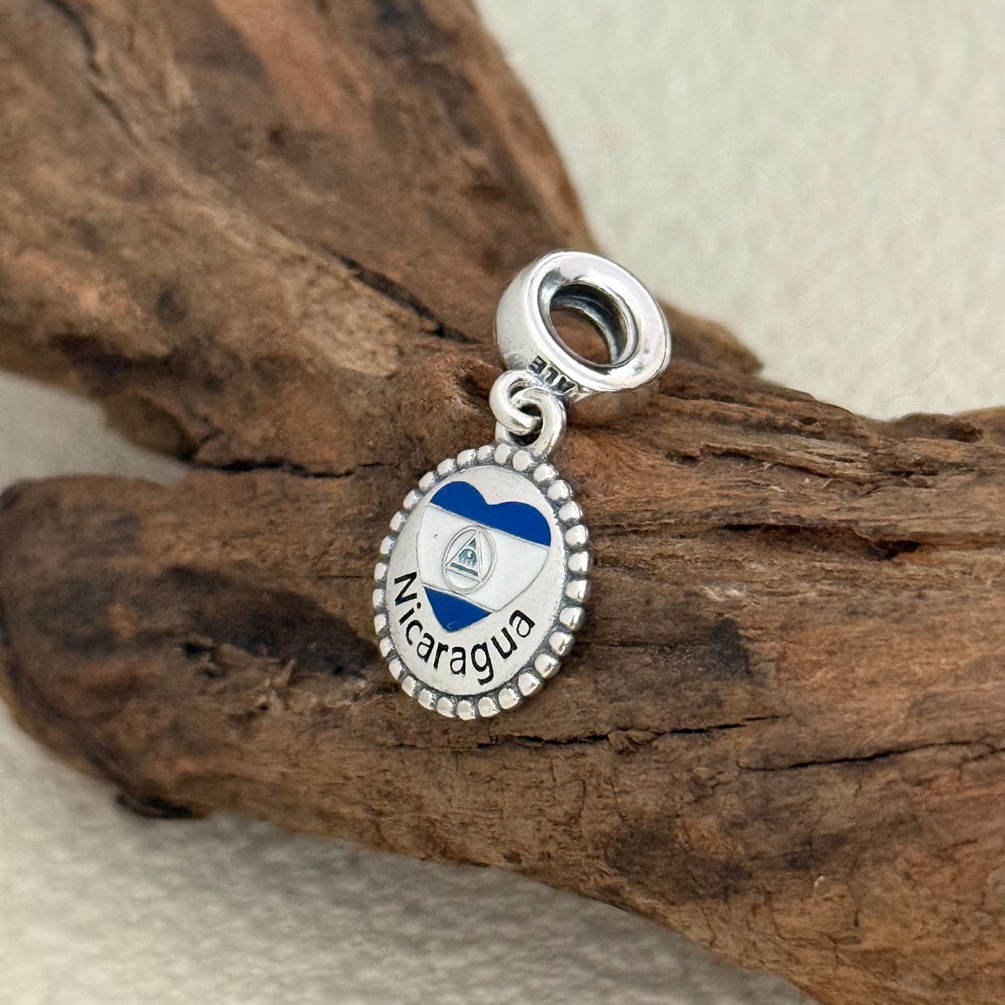 Nicaragua Heart Flag Exclusive Dangle Charm for Pandora Bracelet