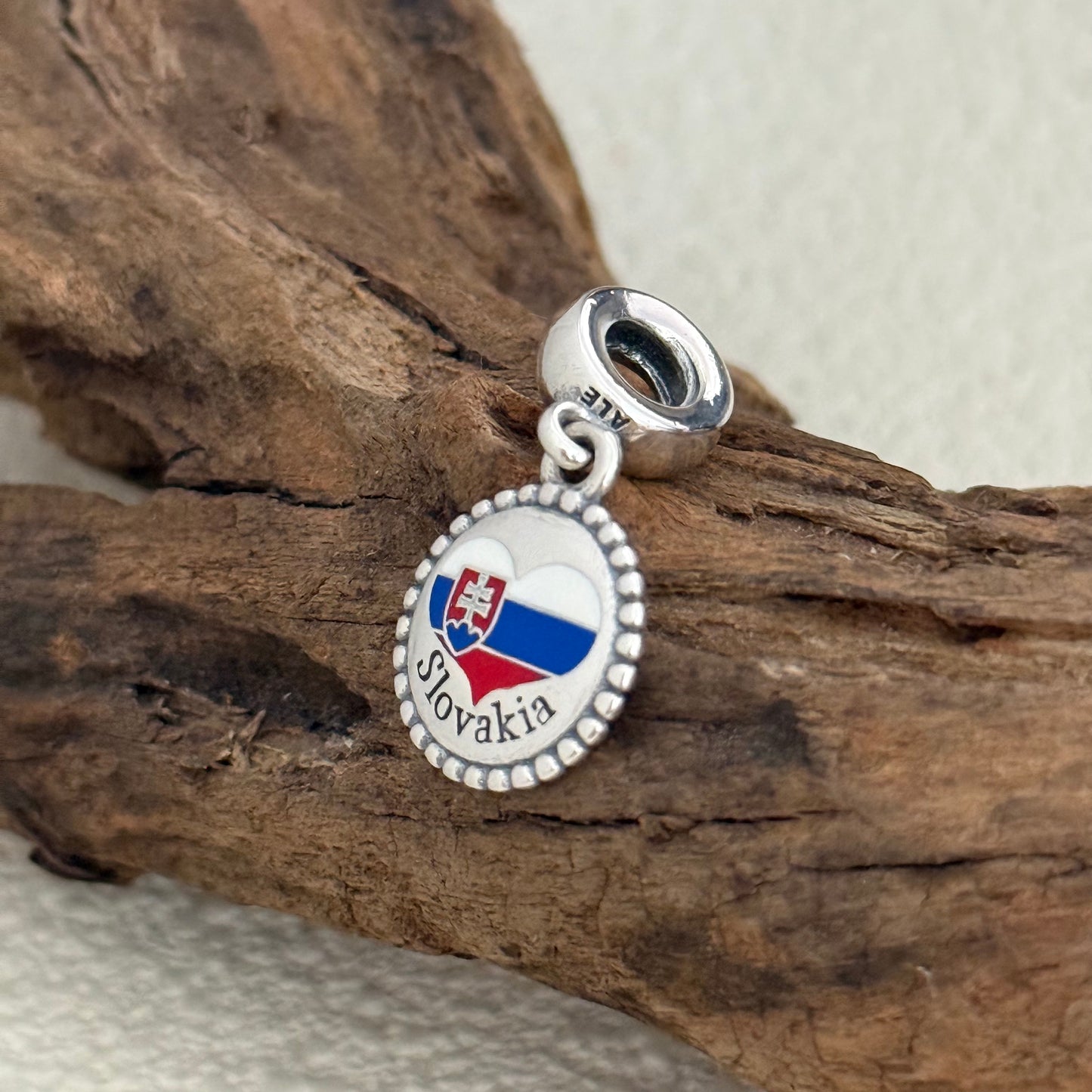 Slovakia Heart Flag Exclusive Dangle Charm for Pandora Bracelet