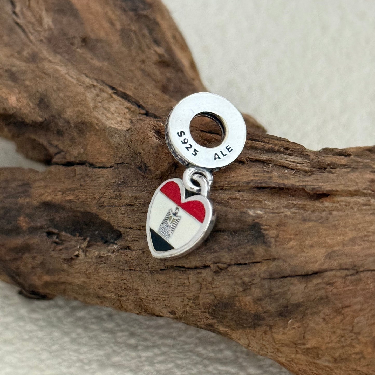 Egypt Flag Exclusive Heart Dangle Charm for Pandora Bracelet