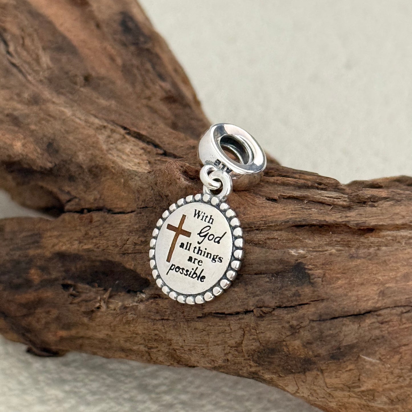 With God all things are possible Exclusive Dangle 925 Sterling Silver Charm for Pandora Bracelet