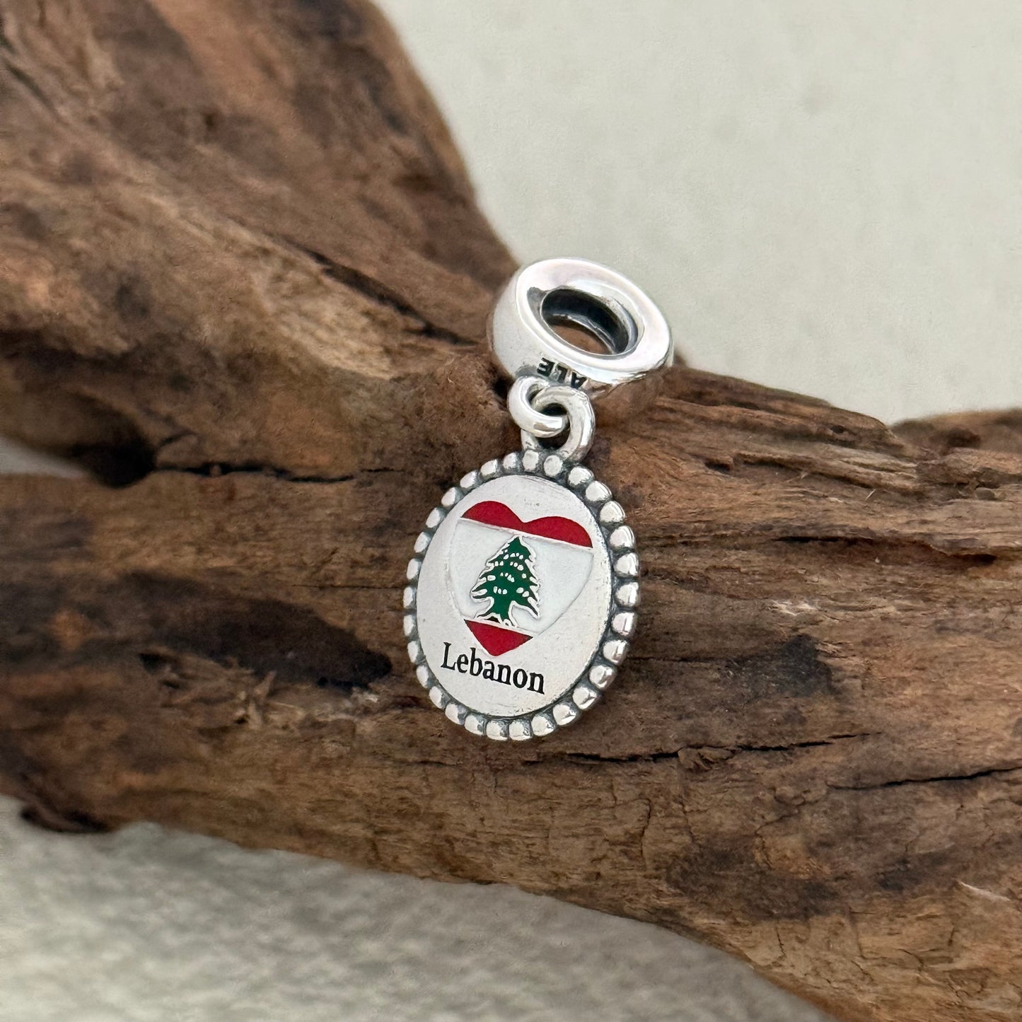 Lebanon Heart Flag Exclusive Dangle 925 Sterling Silver Charm for Pandora Bracelet