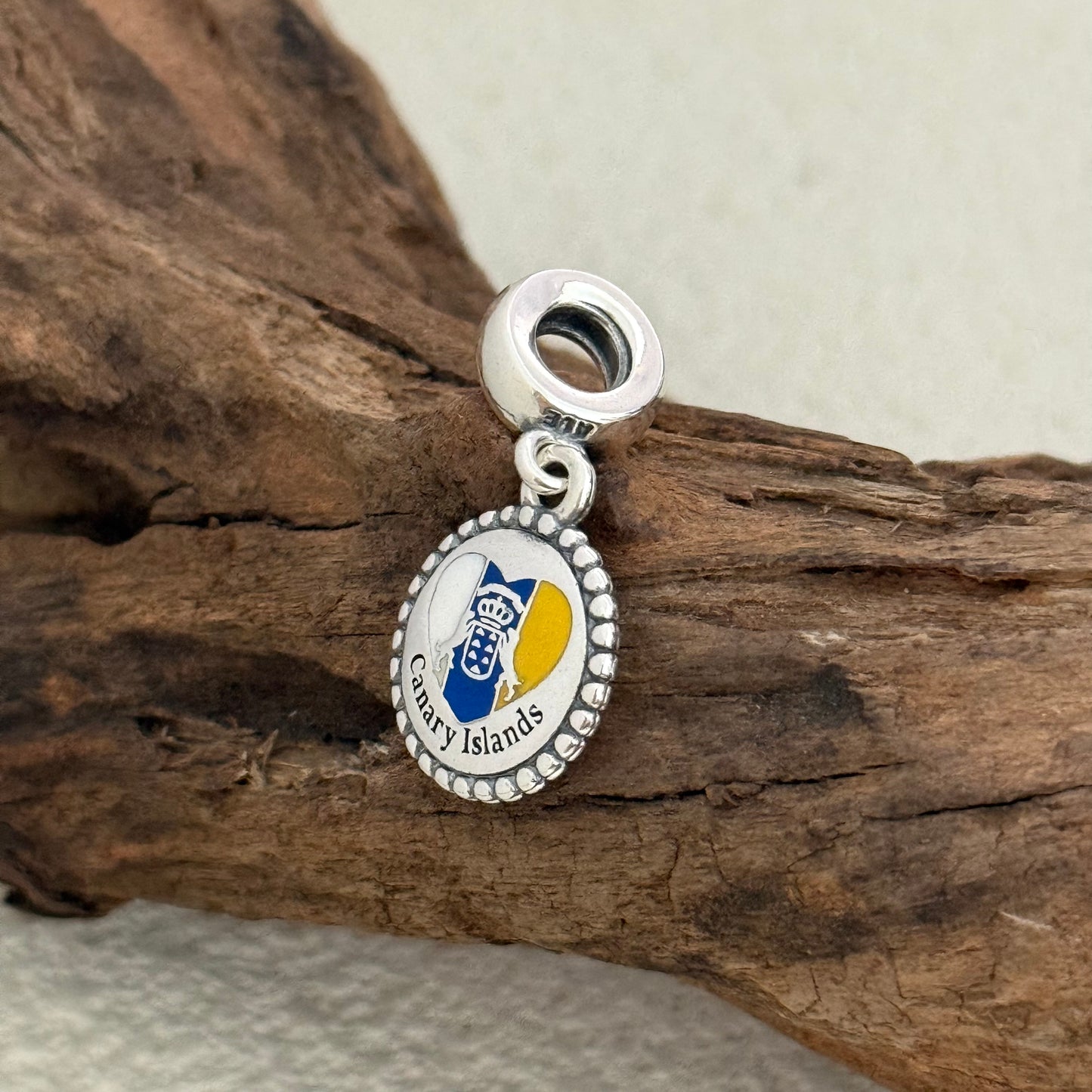 Canary Islands Heart Flag Exclusive Dangle 925 Sterling Silver Charm for Pandora Bracelet