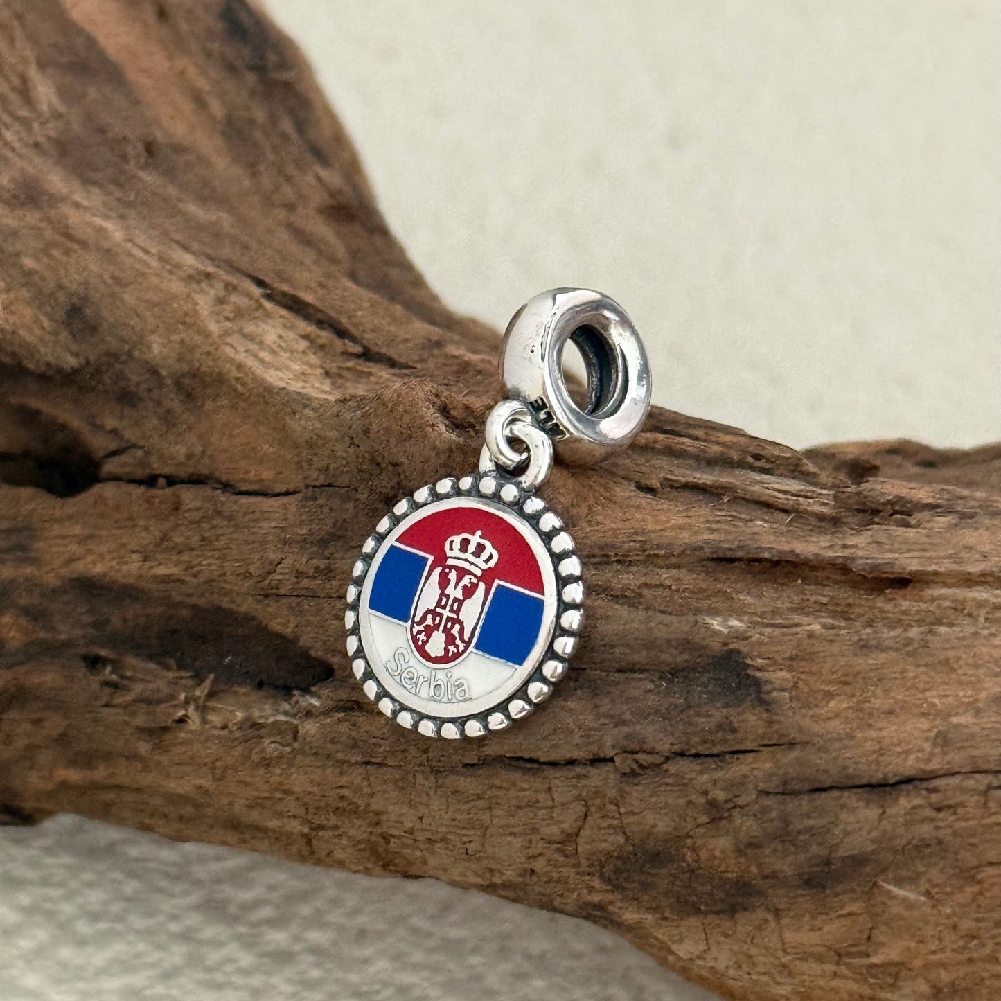 Serbia Flag Exclusive Dangle 925 Sterling Silver Charm for Pandora Bracelet