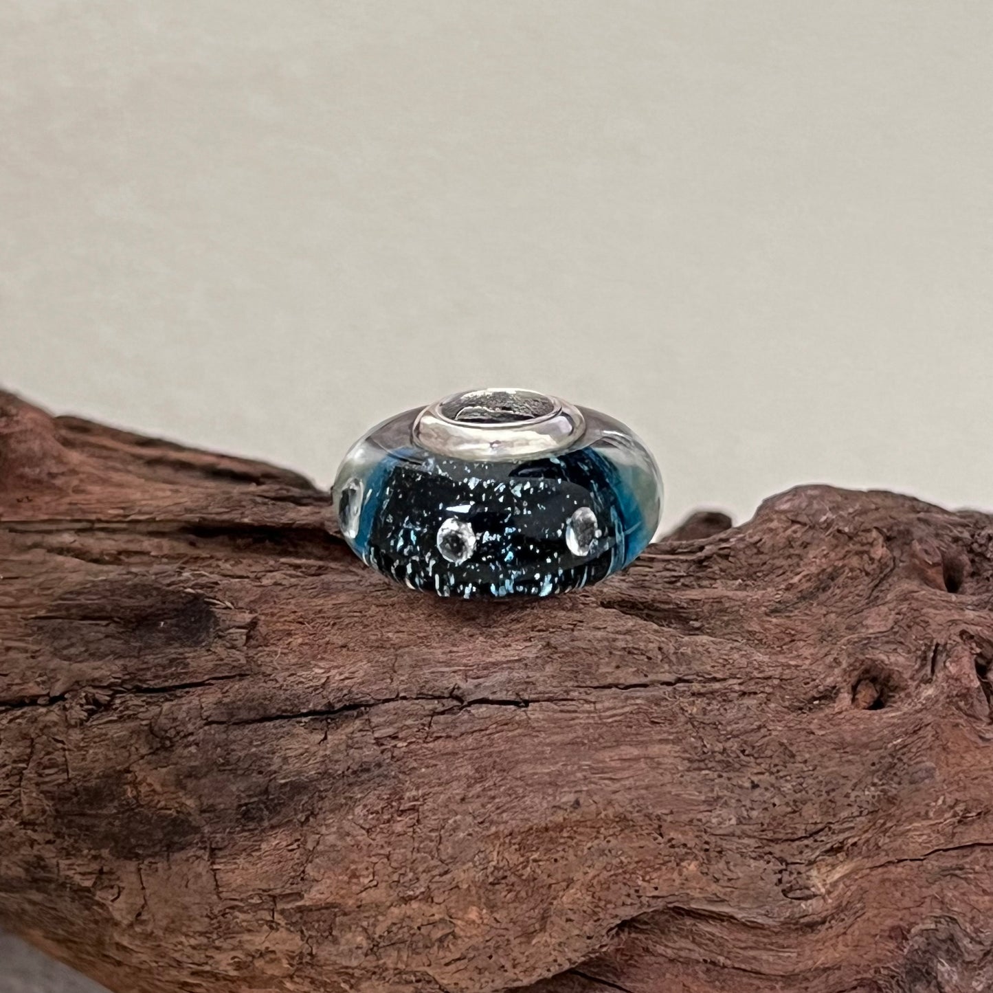 Midnight Blue Fizzle Murano Charm Bead Charm S925 Silver for Pandora Bracelet