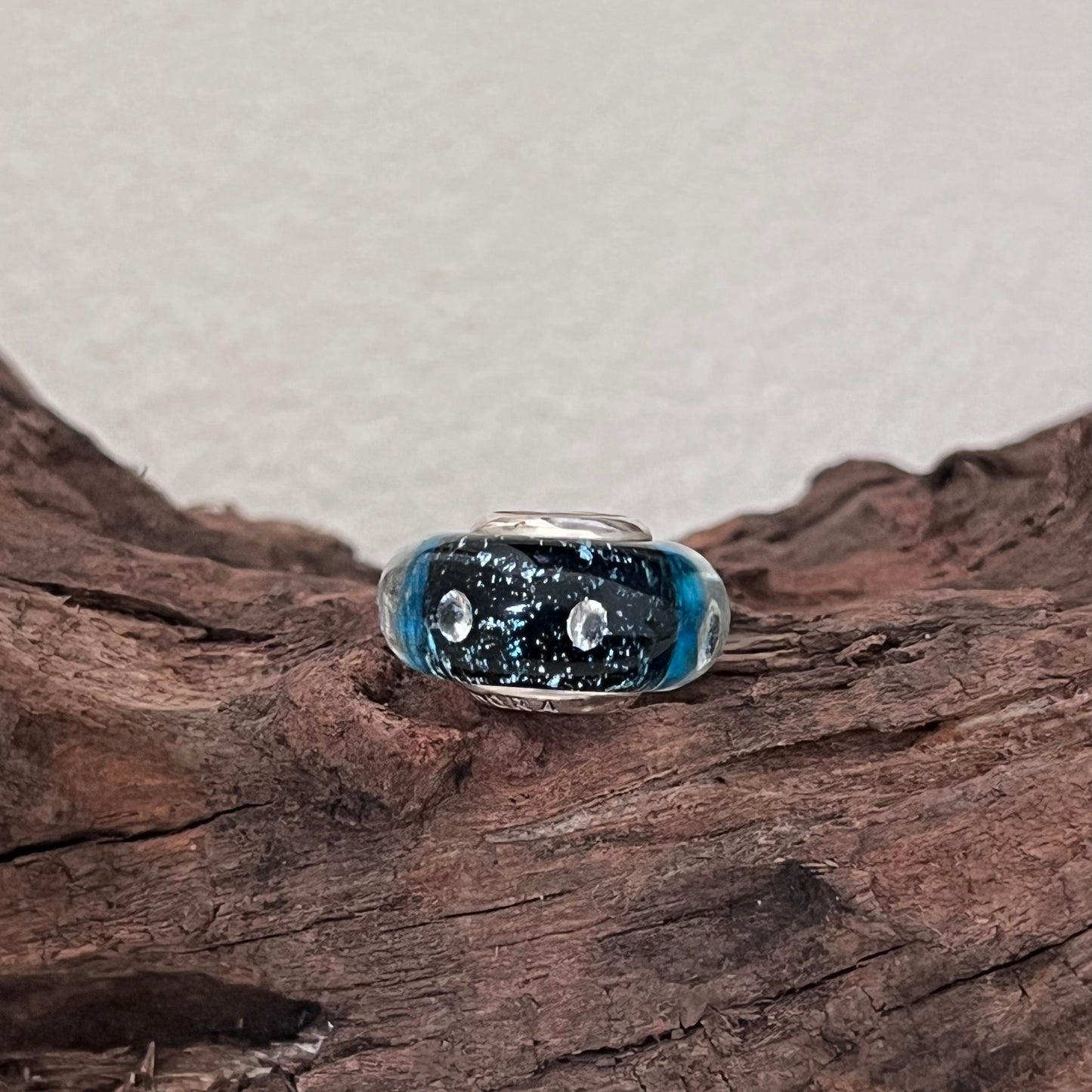 Midnight Blue Fizzle Murano Charm Bead Charm S925 Silver for Pandora Bracelet