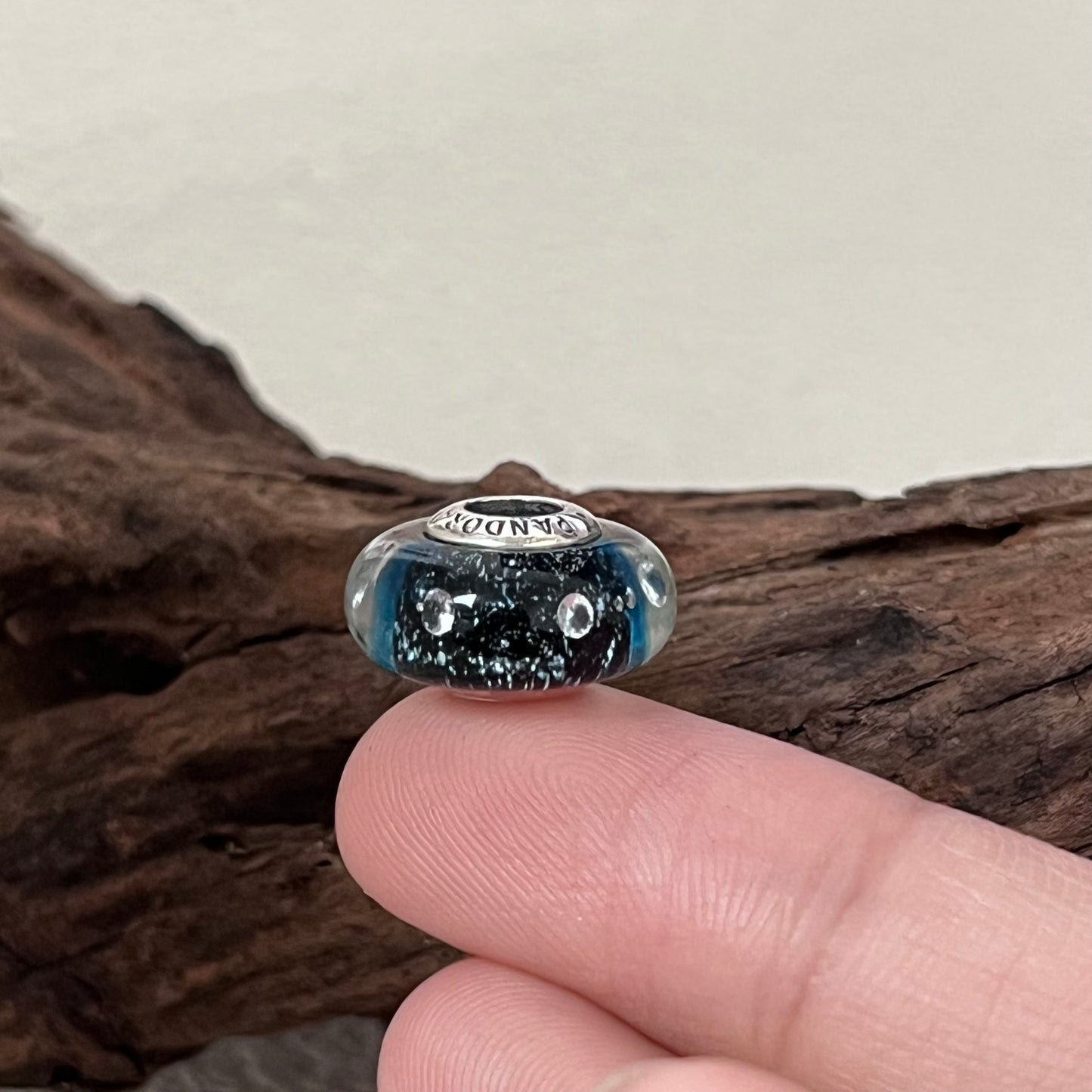 Midnight Blue Fizzle Murano Charm Bead Charm S925 Silver for Pandora Bracelet