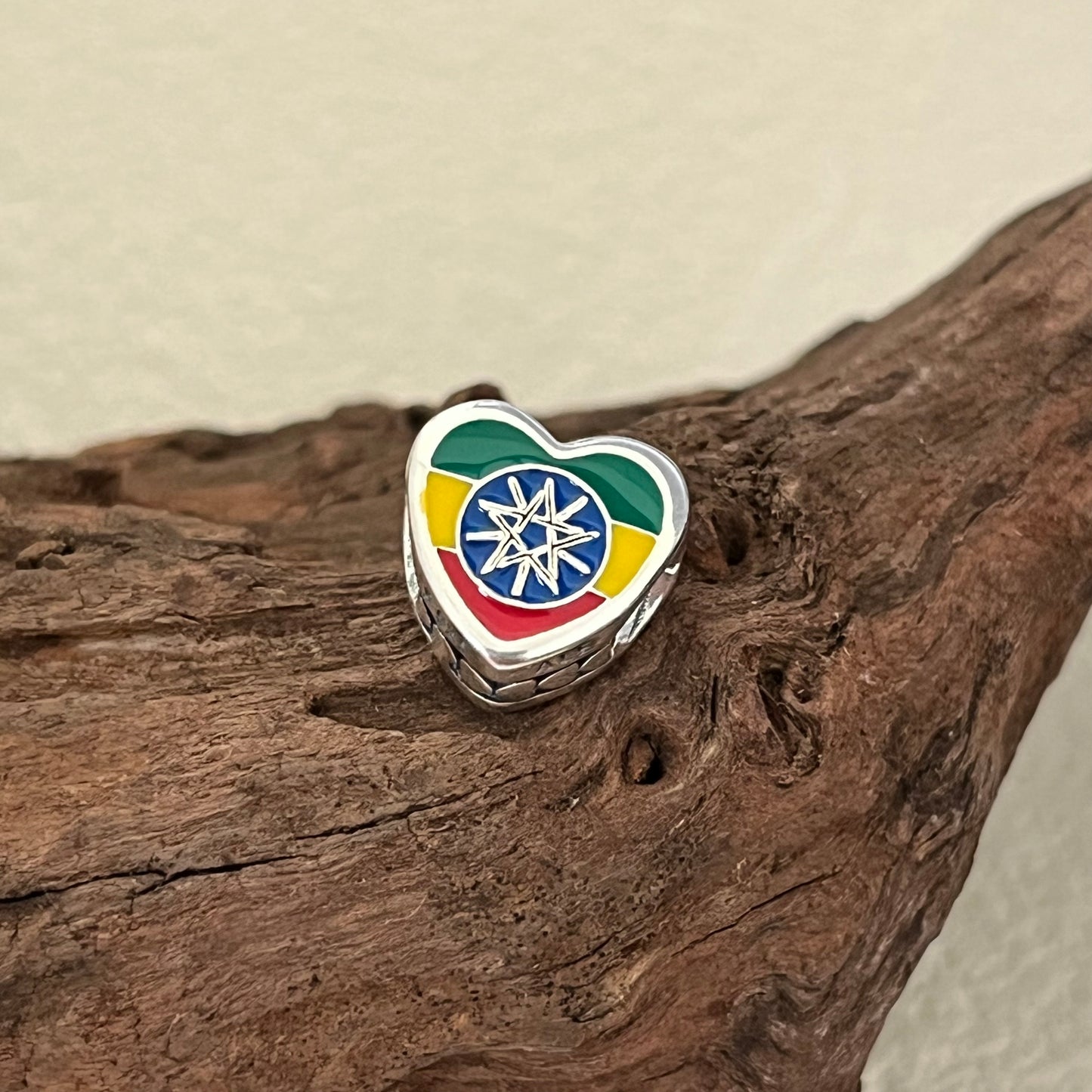 Ethiopia Flag Exclusive Heart Bead Charm for Pandora Bracelet