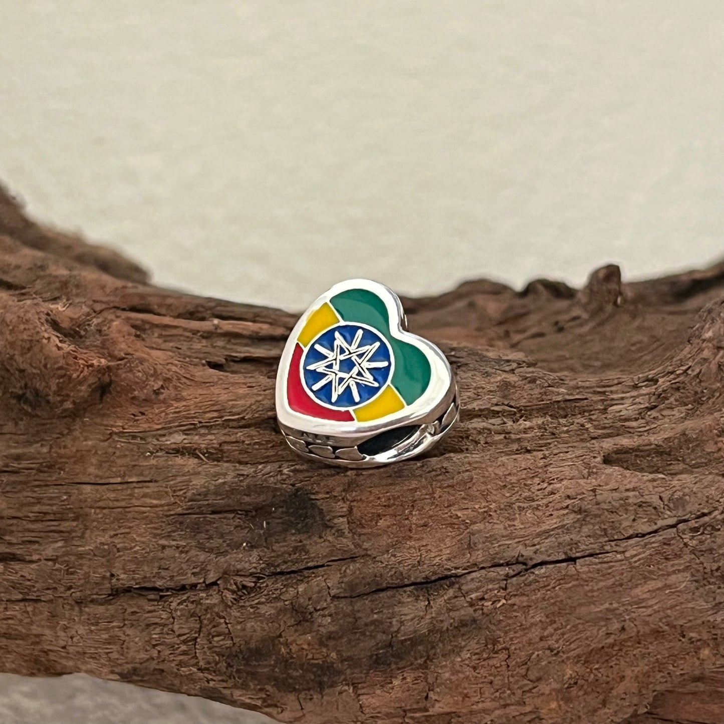 Ethiopia Flag Exclusive Heart Bead Charm for Pandora Bracelet