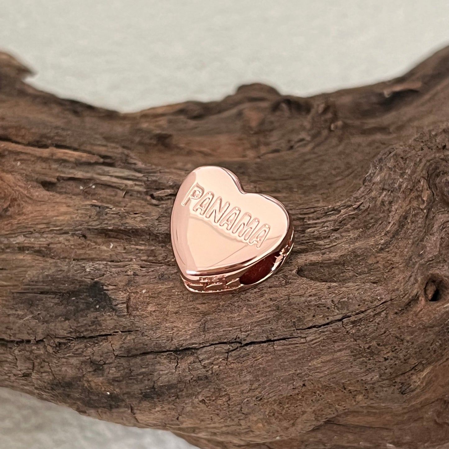 Panama Exclusive Heart Bead Charm for Pandora Bracelet Rose gold-plated