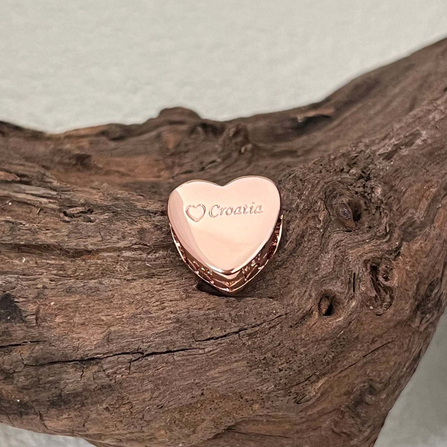 Croatia Exclusive Heart Bead Charm for Pandora Bracelet Rose gold-plated
