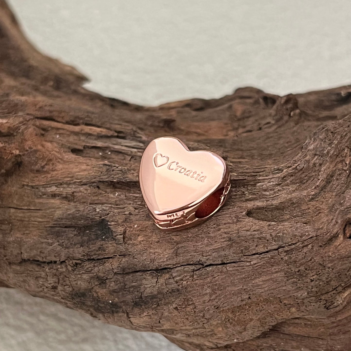 Croatia Exclusive Heart Bead Charm for Pandora Bracelet Rose gold-plated