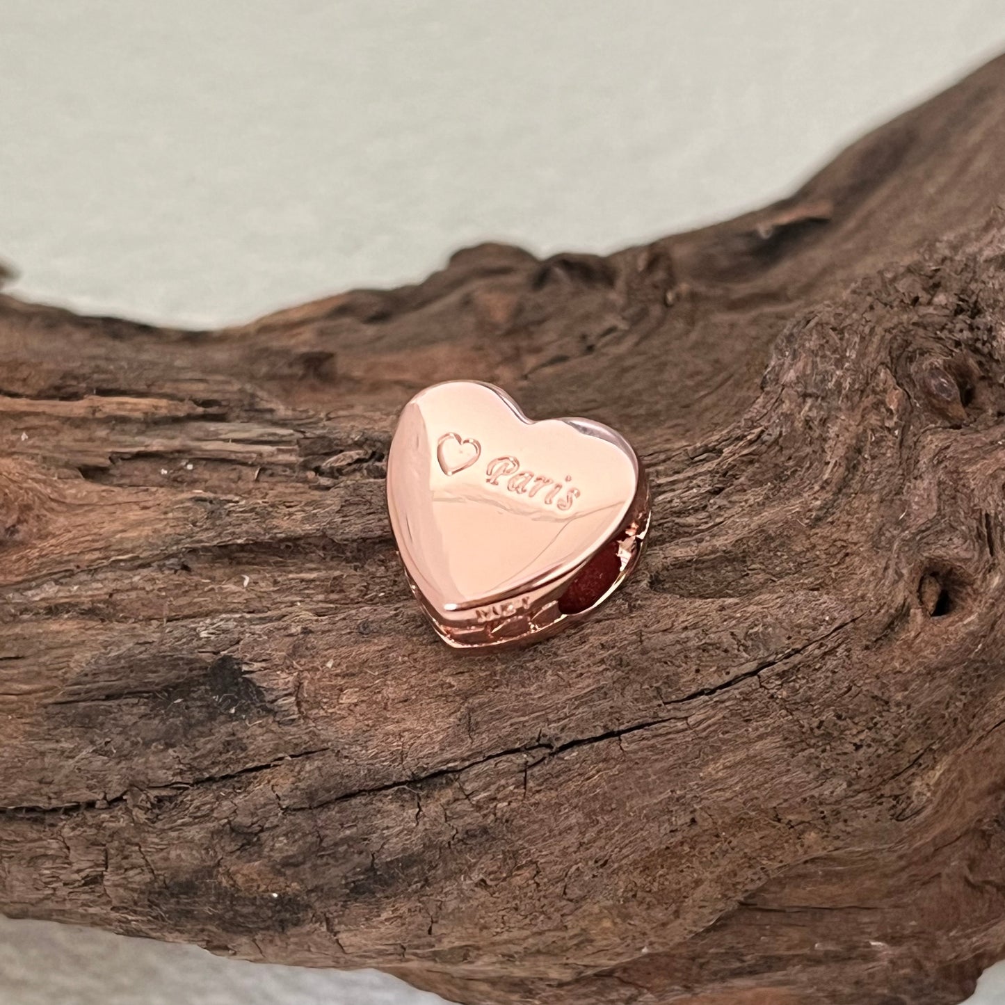 Paris Exclusive Heart Bead Charm for Pandora Bracelet Rose gold-plated