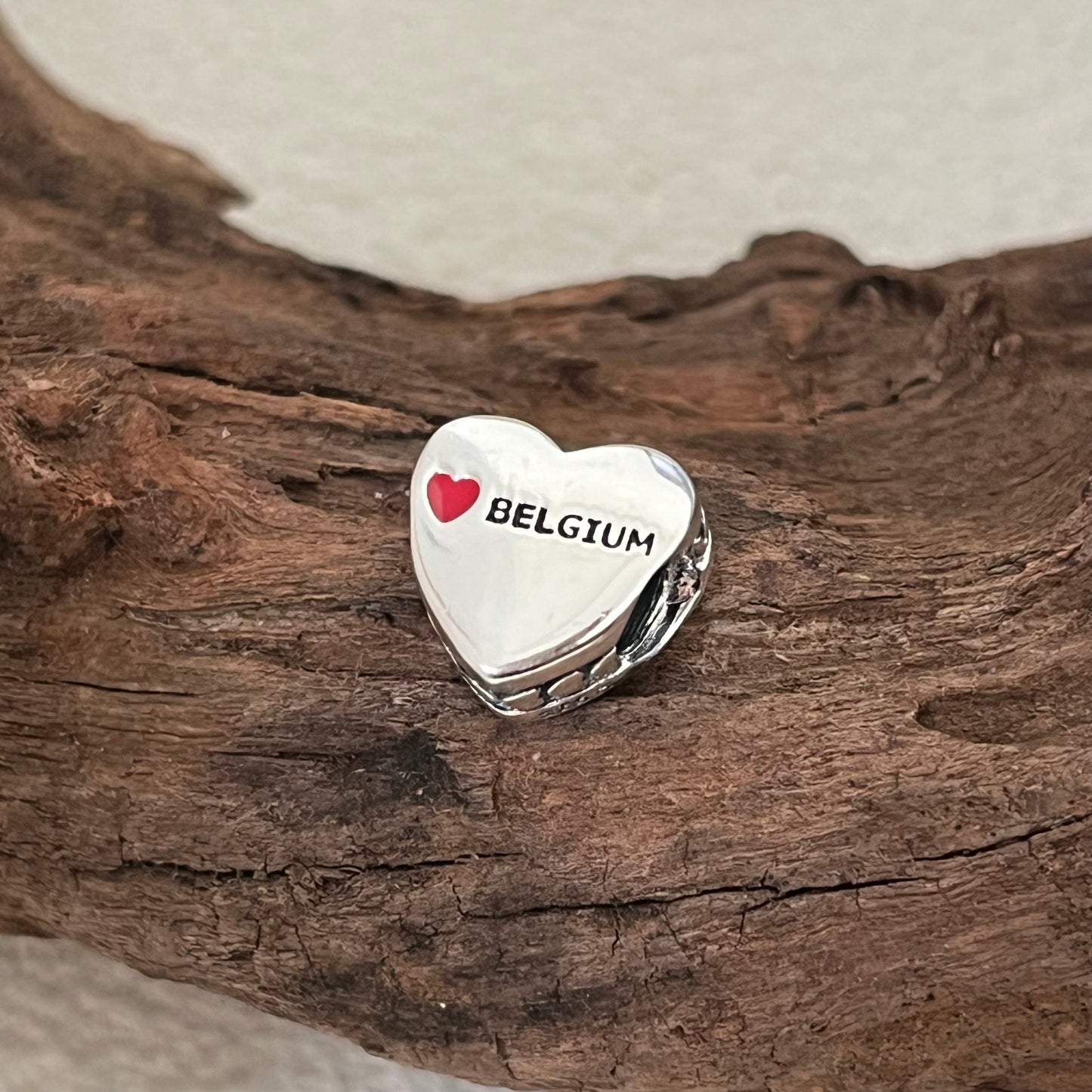 Belgium Flag Exclusive Heart Bead Charm for Pandora Bracelet