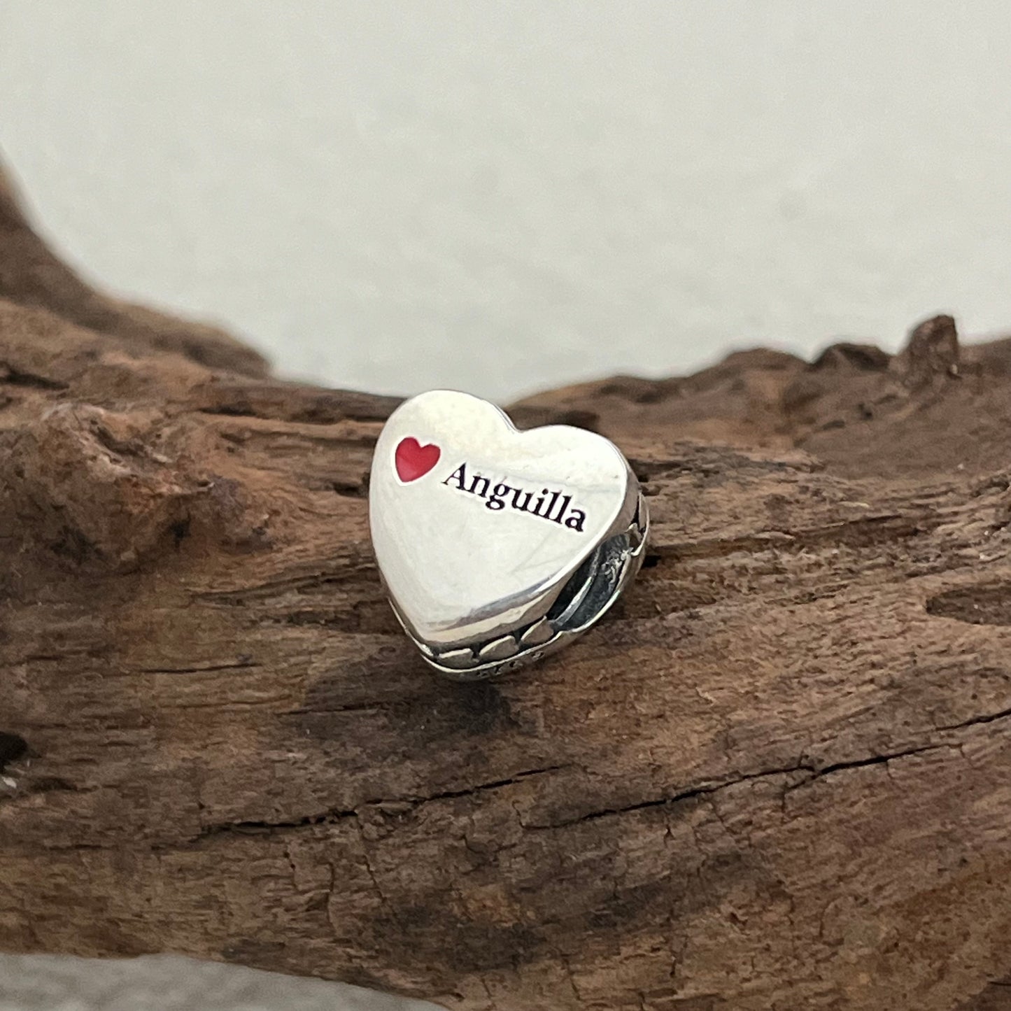 Anguilla Flag Exclusive Heart Bead Charm for Pandora Bracelet