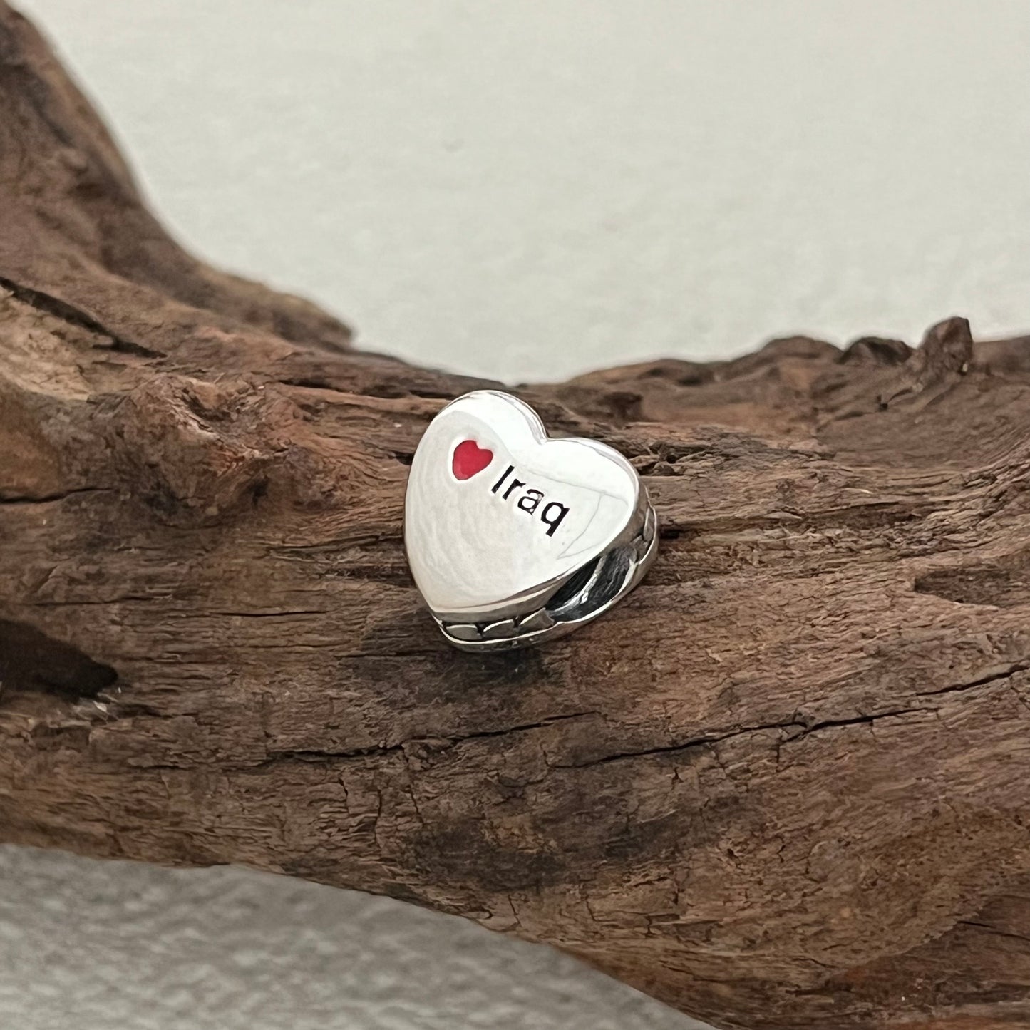 Iraq Flag Exclusive Heart Bead Charm for Pandora Bracelet