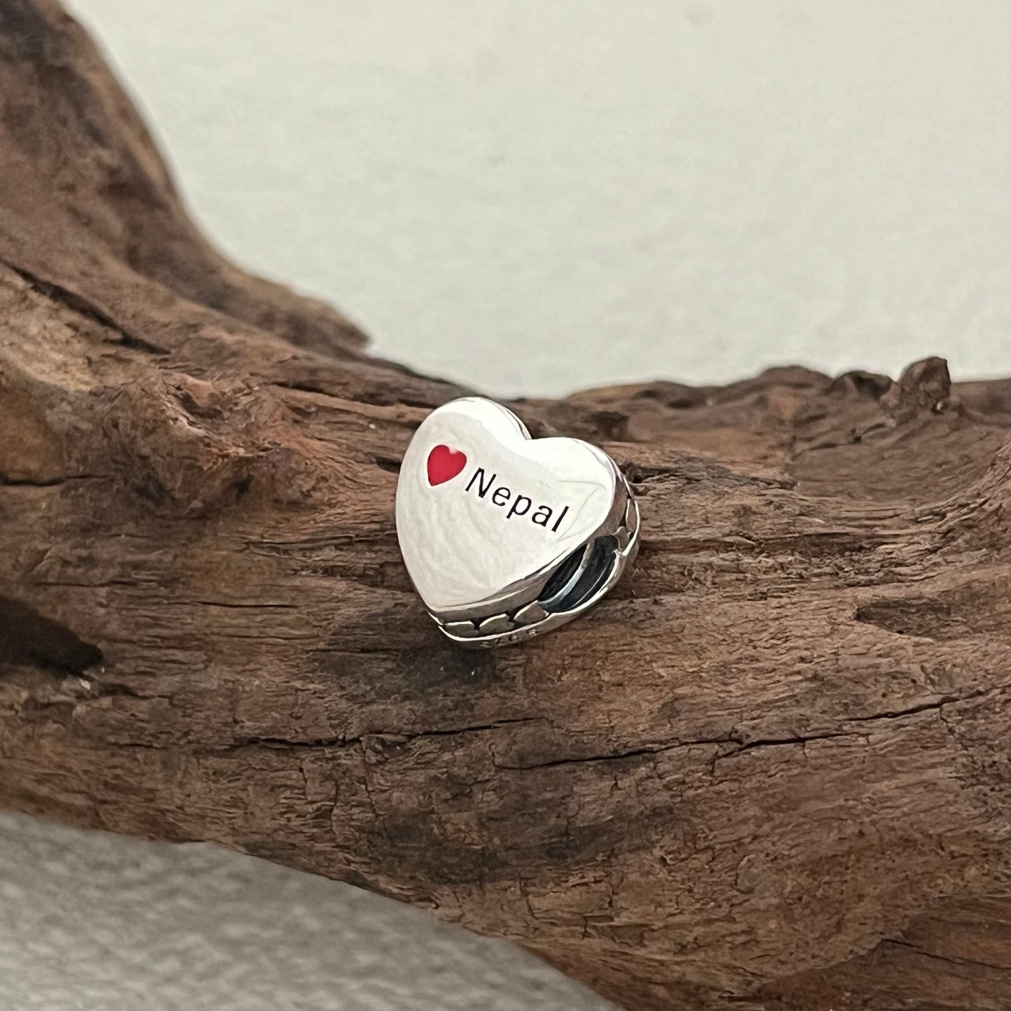 Nepal Flag Exclusive Heart Bead Charm for Pandora Bracelet