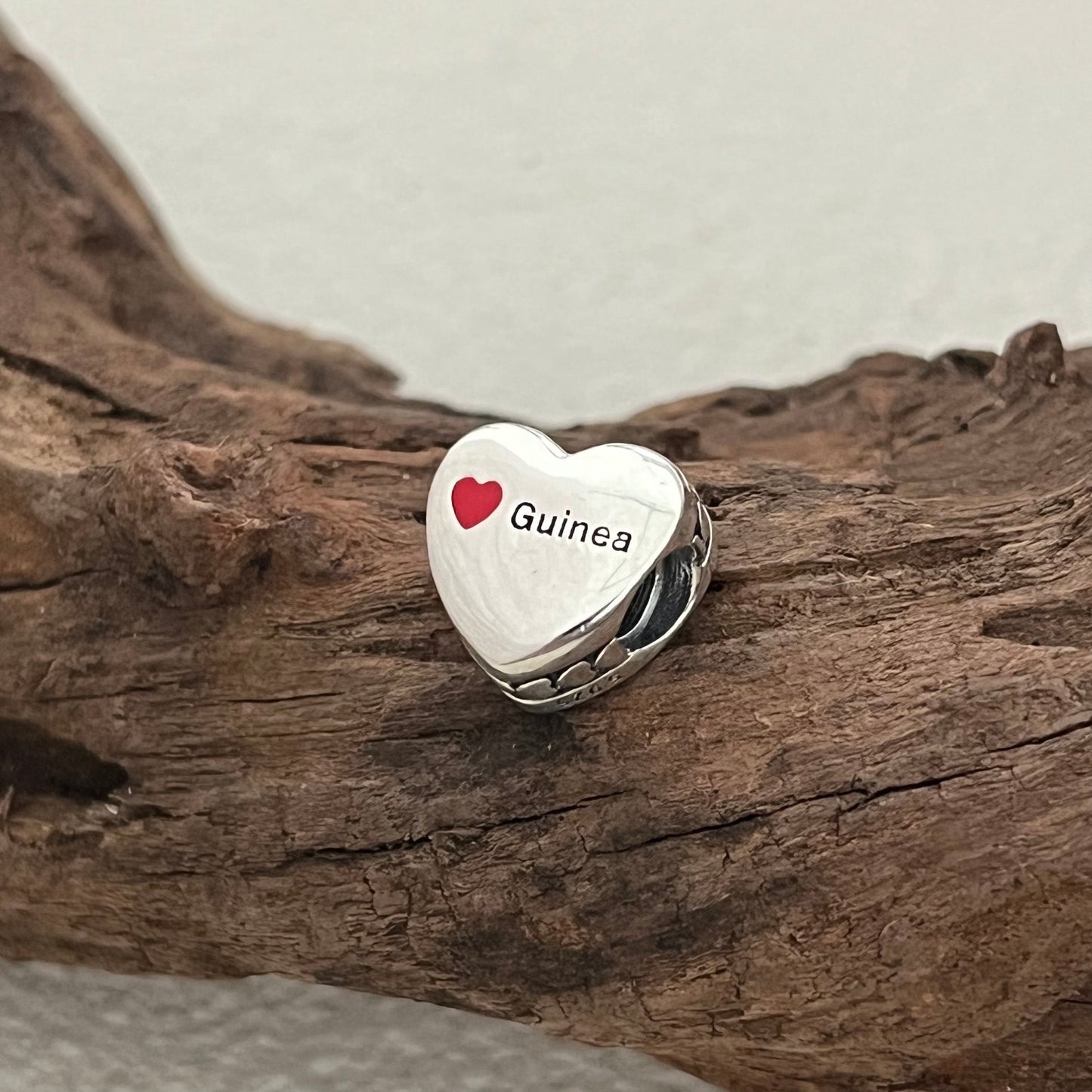 Guinea Flag Exclusive Heart Bead Charm for Pandora Bracelet