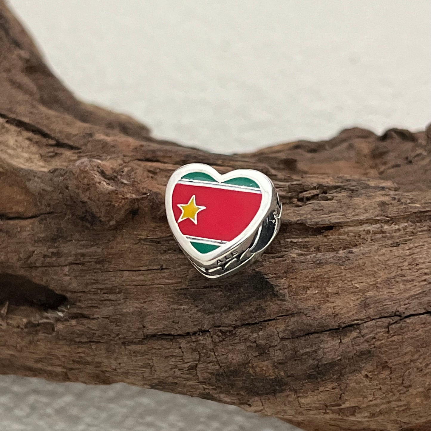 Guadeloupe Flag Exclusive Heart Bead Charm for Pandora Bracelet