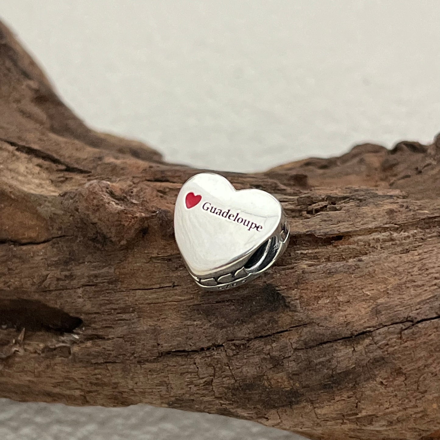 Guadeloupe Flag Exclusive Heart Bead Charm for Pandora Bracelet