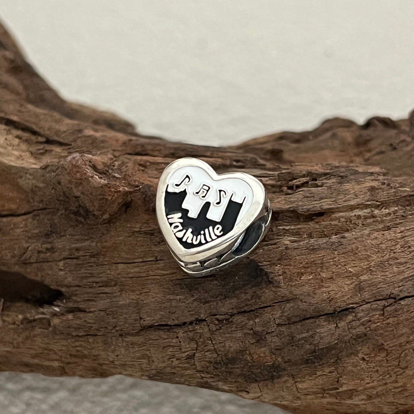 Nashville Music City Exclusive Heart Bead Charm for Pandora Bracelet
