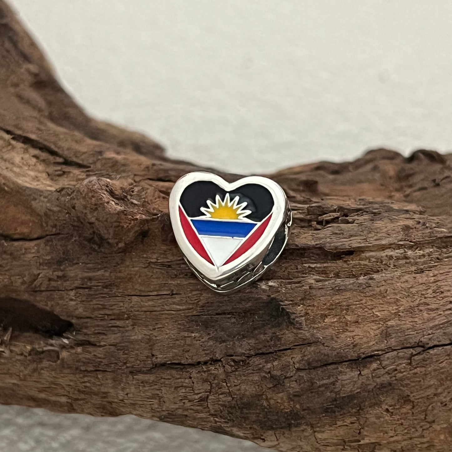 I LOVE Antigua and Barbuda Exclusive Heart Bead Charm for Pandora Bracelet