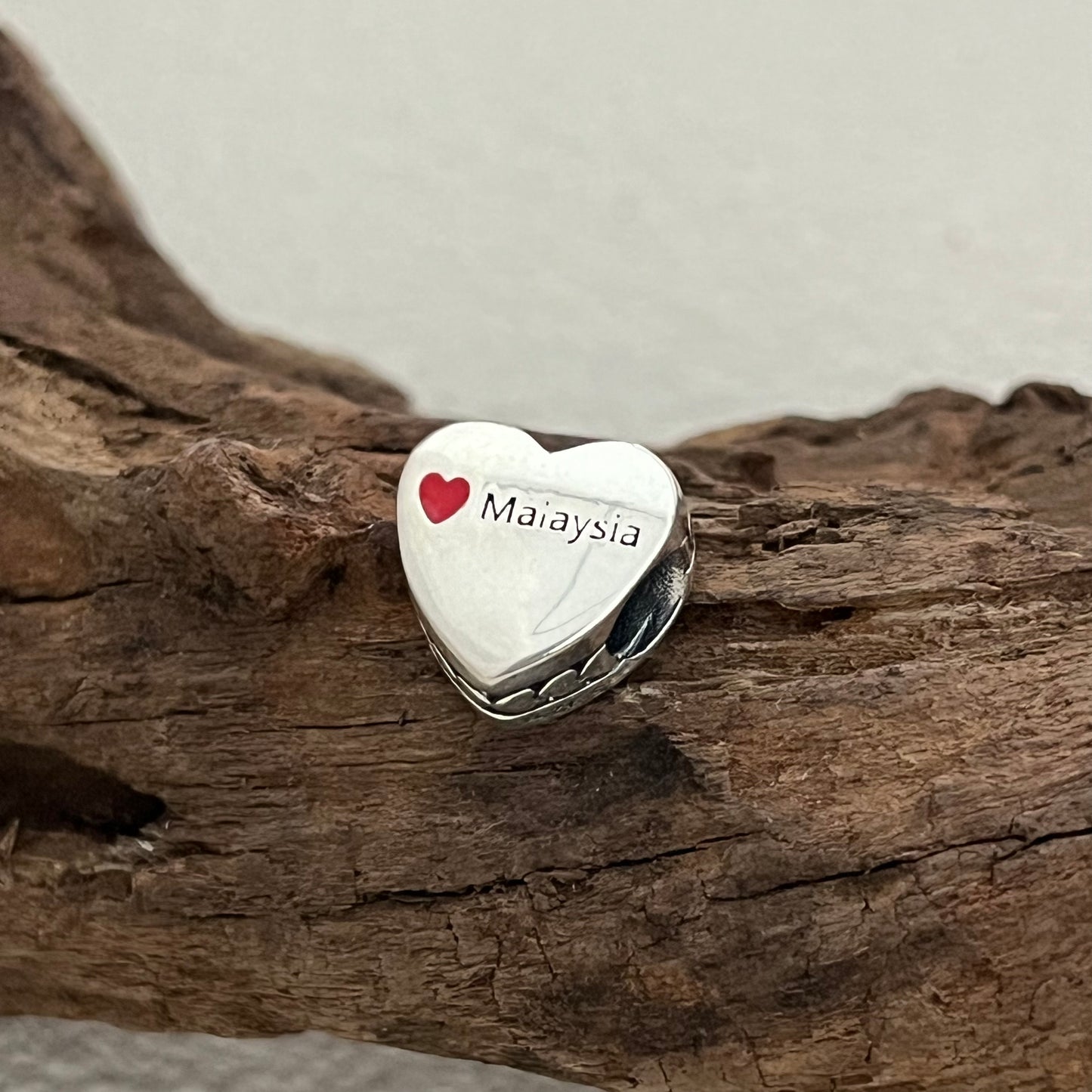 Malaysia Flag Exclusive Heart Bead Charm for Pandora Bracelet