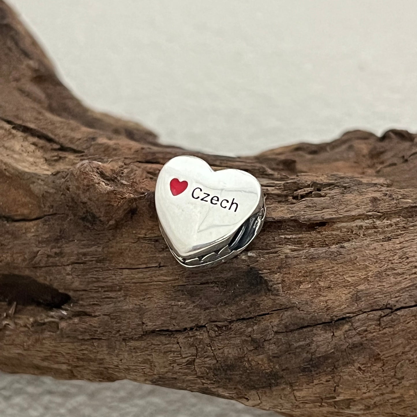 Czech Flag Exclusive Heart Bead Charm for Pandora Bracelet