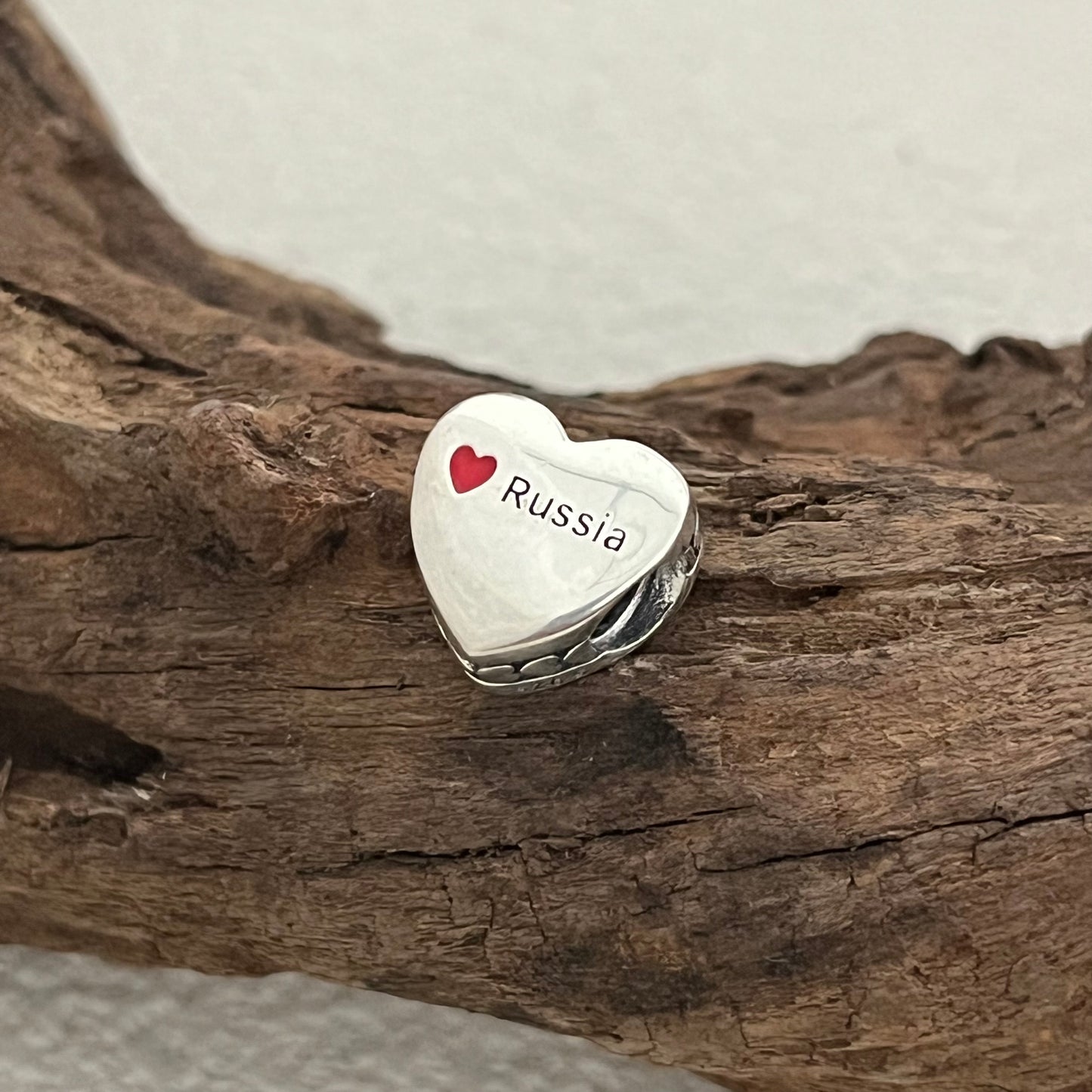 Russia Flag Exclusive Heart Bead Charm for Pandora Bracelet