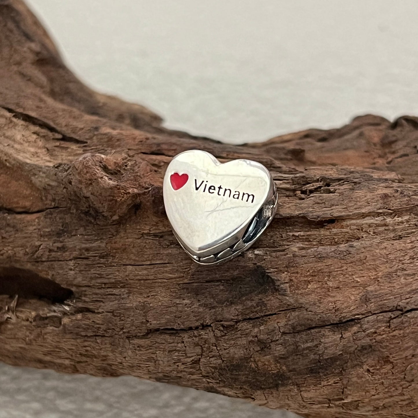 Vietnam Flag Exclusive Heart Bead Charm for Pandora Bracelet