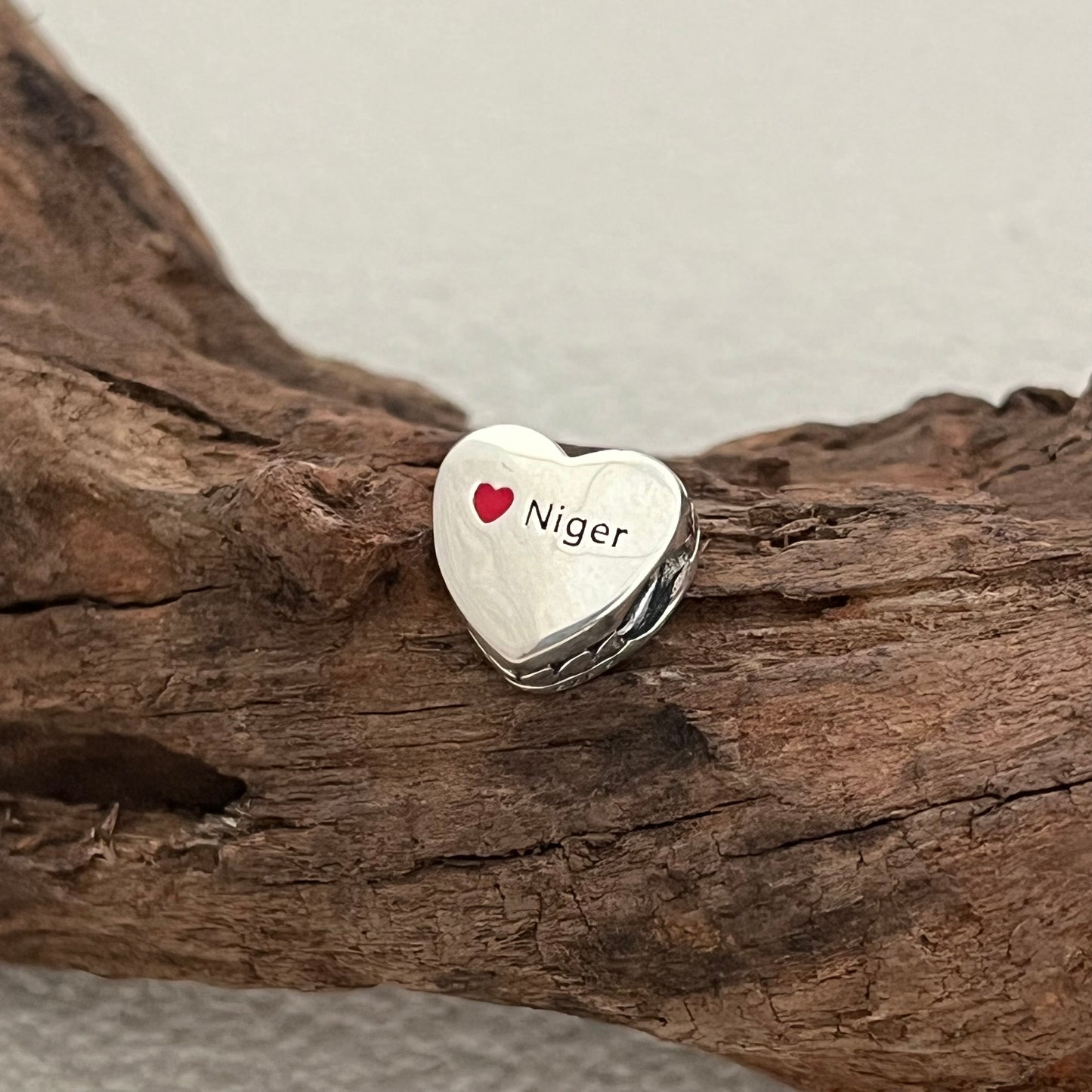 Niger Flag Exclusive Heart Bead Charm for Pandora Bracelet
