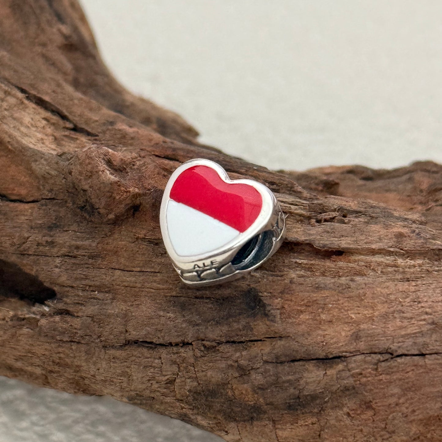 Indonesia Flag Exclusive Heart Bead Charm for Pandora Bracelet