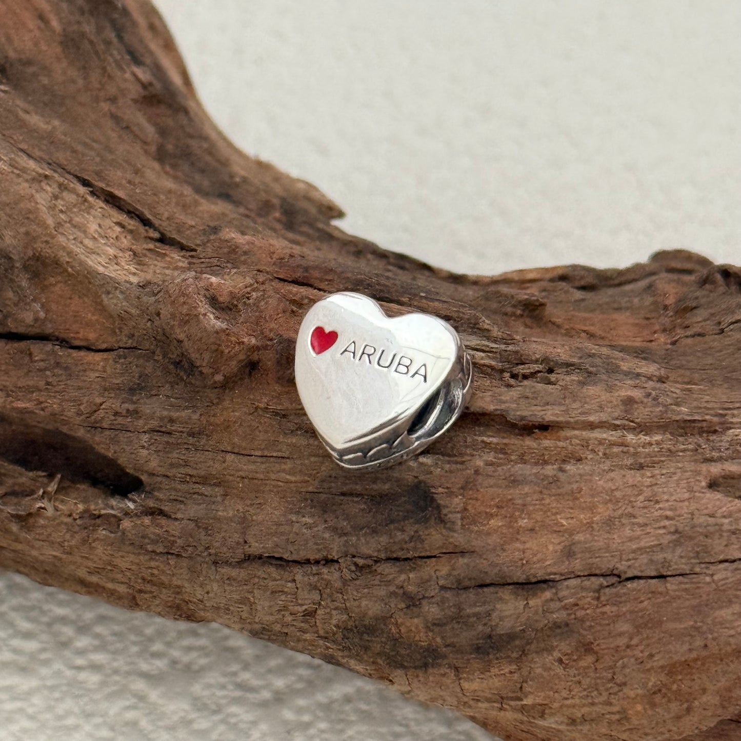 Aruba Flag Exclusive Heart Bead Charm for Pandora Bracelet