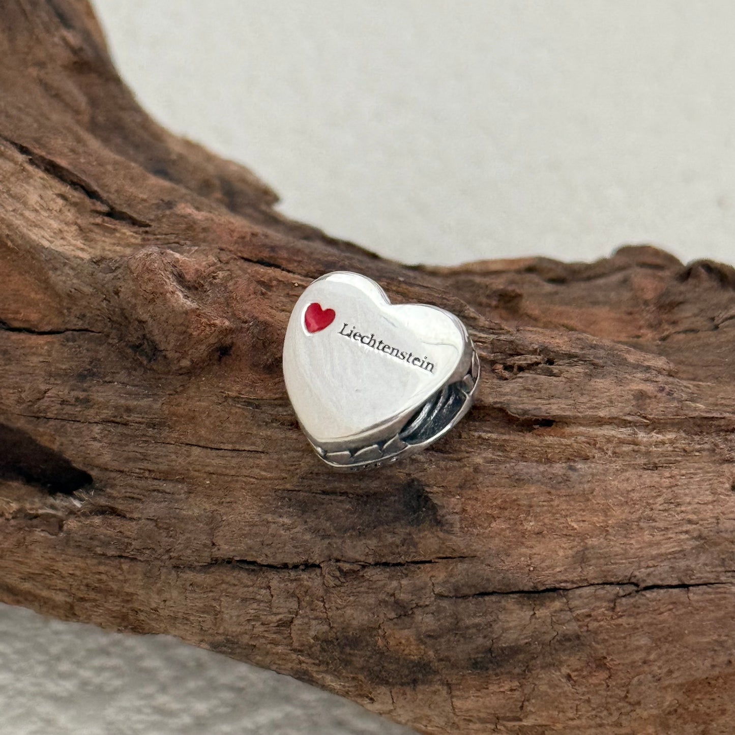 Liechtenstein Flag Exclusive Heart Bead Charm for Pandora Bracelet