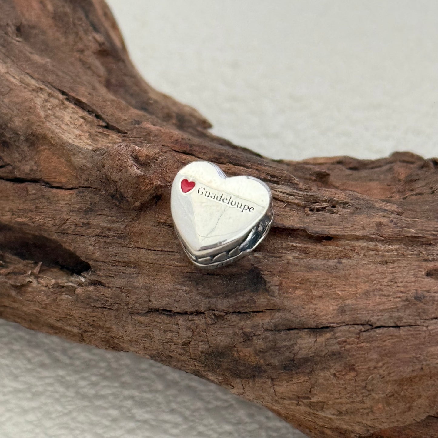 Guadeloupe Flag Exclusive Heart Bead Charm for Pandora Bracelet