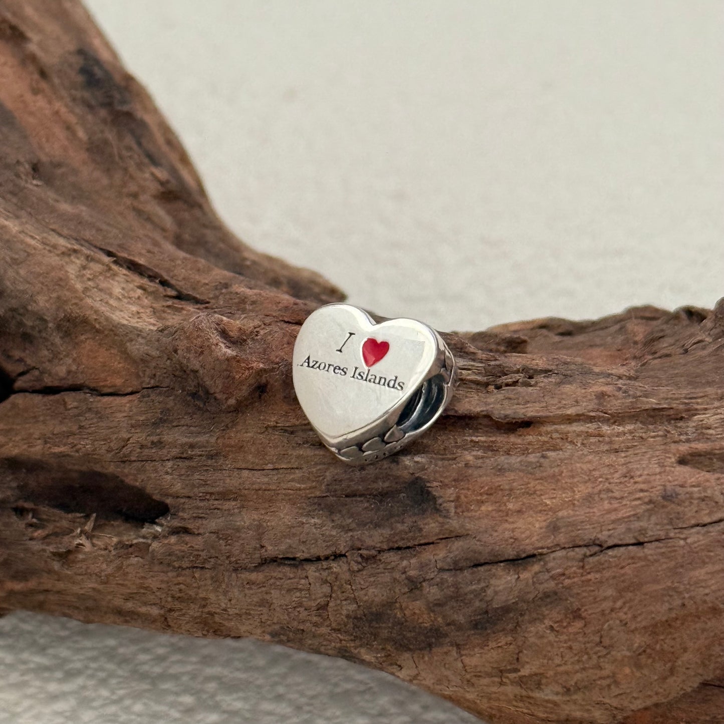 Azores Island Flag Exclusive Heart Bead Charm for Pandora Bracelet