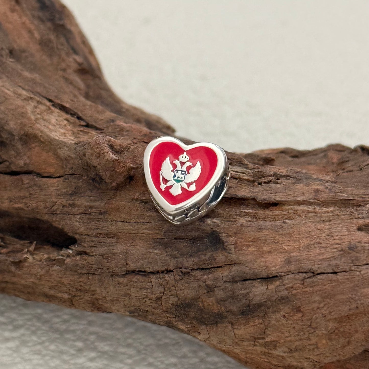 Montenegro Flag Exclusive Heart Bead Charm for Pandora Bracelet