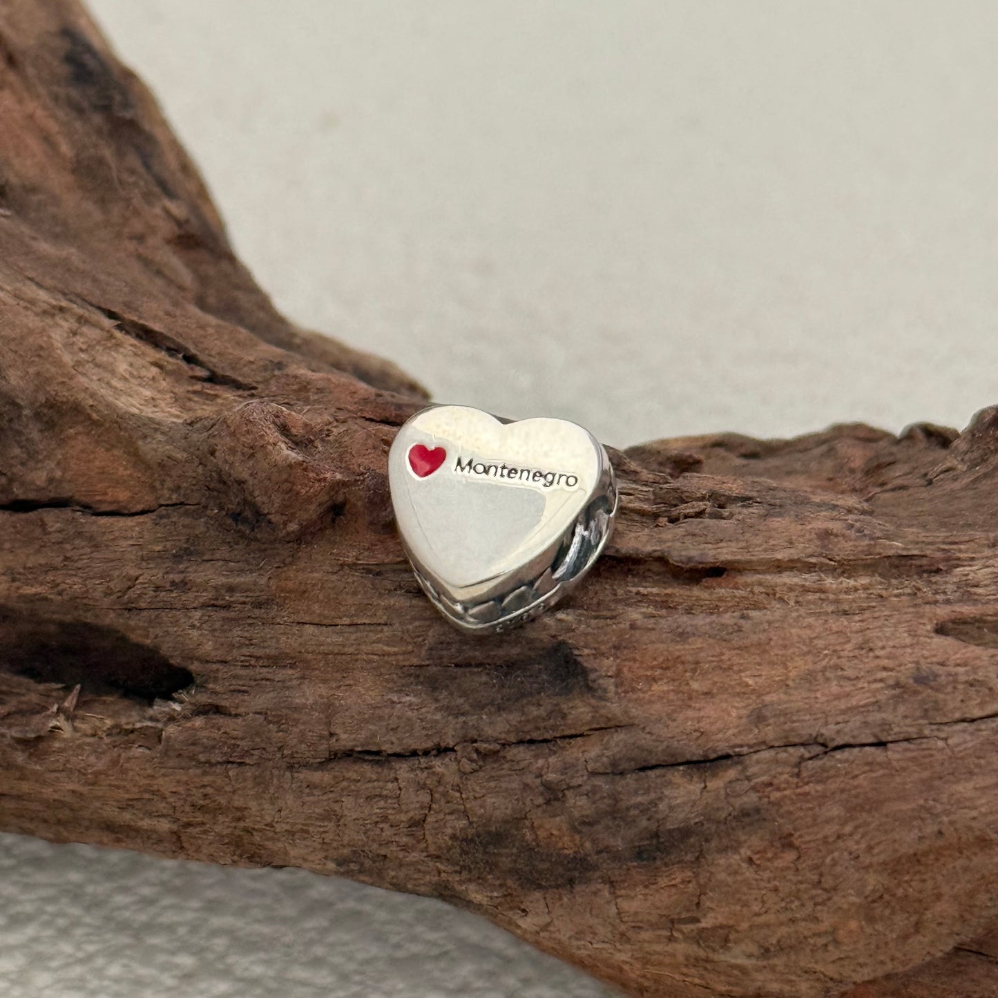 Montenegro Flag Exclusive Heart Bead Charm for Pandora Bracelet