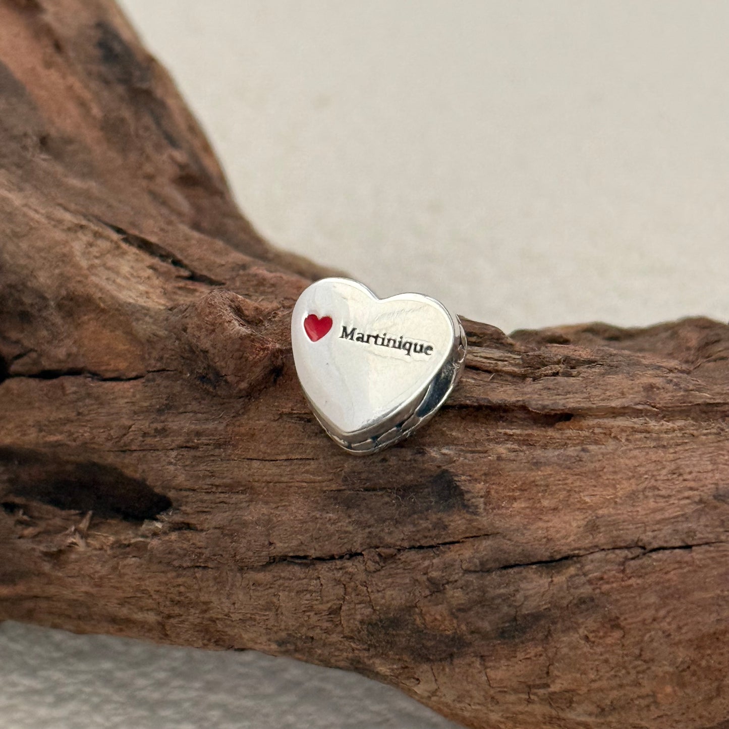 Martinique Snake flag Exclusive Heart Bead Charm for Pandora Bracelet