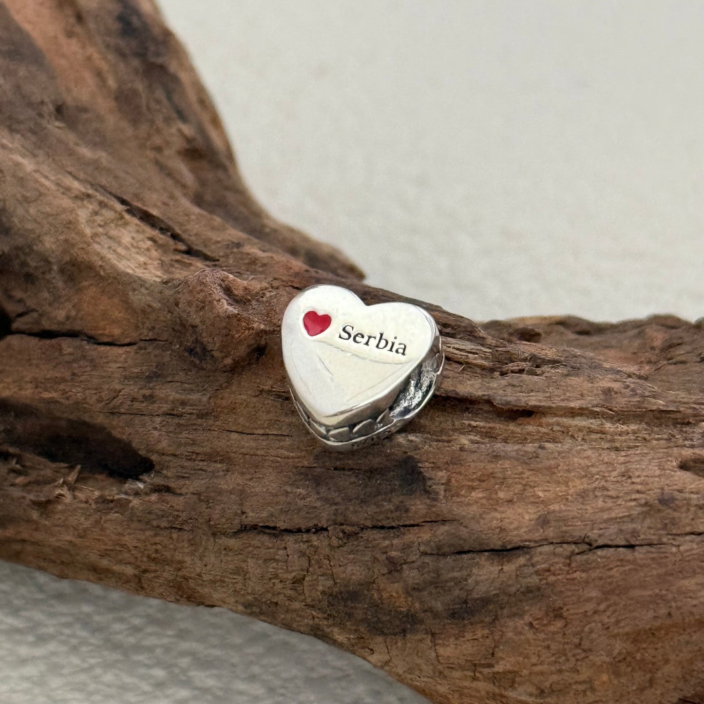 Serbia Flag Exclusive Heart Bead Charm for Pandora Bracelet