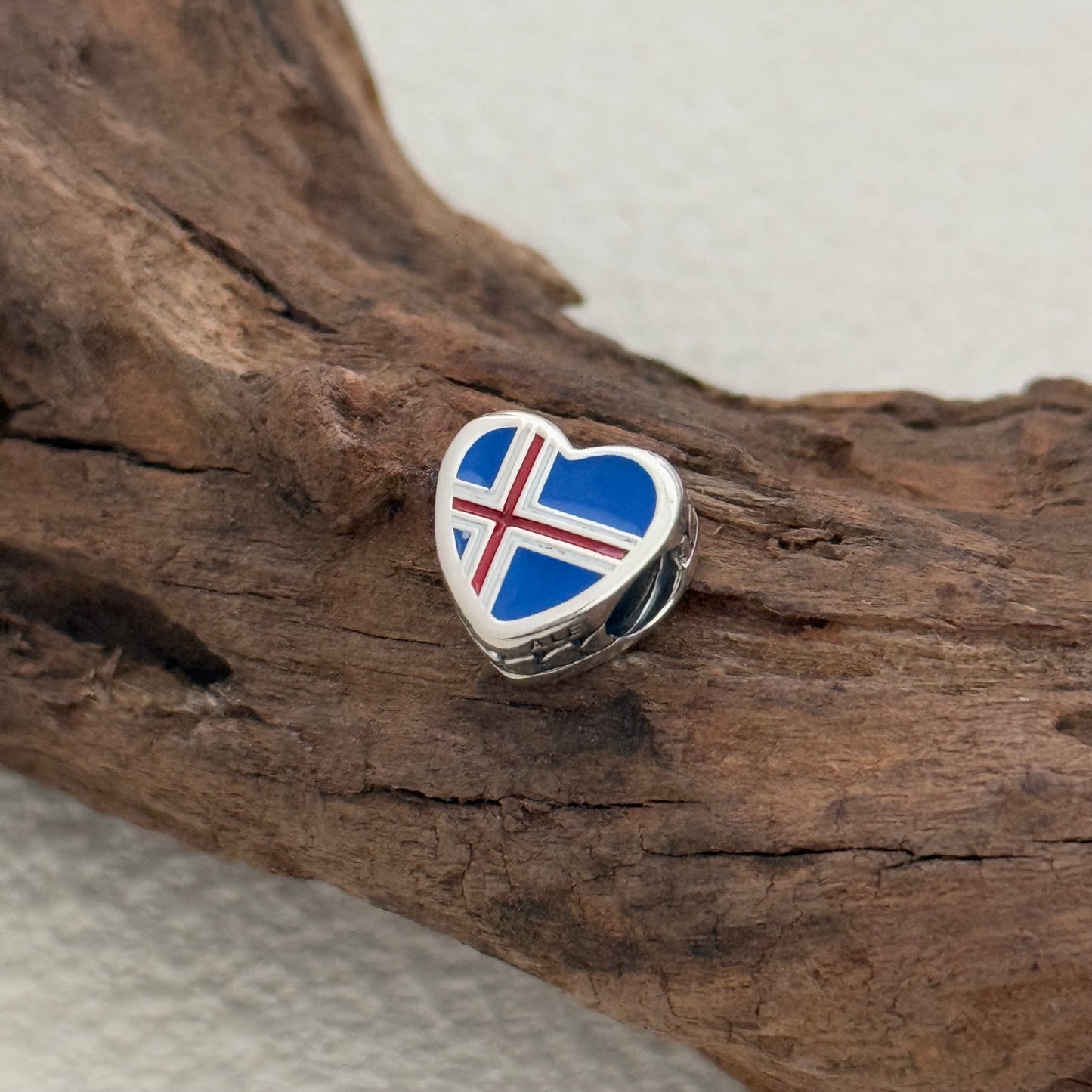 Love Iceland Flag Exclusive Heart Bead Charm for Pandora Bracelet