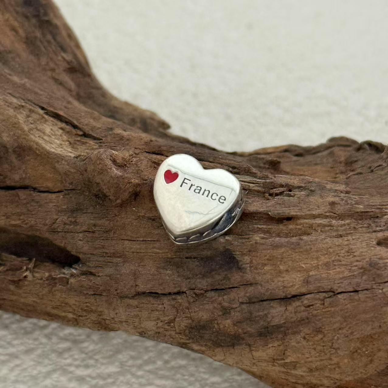 France Flag Exclusive Heart Bead Charm for Pandora Bracelet