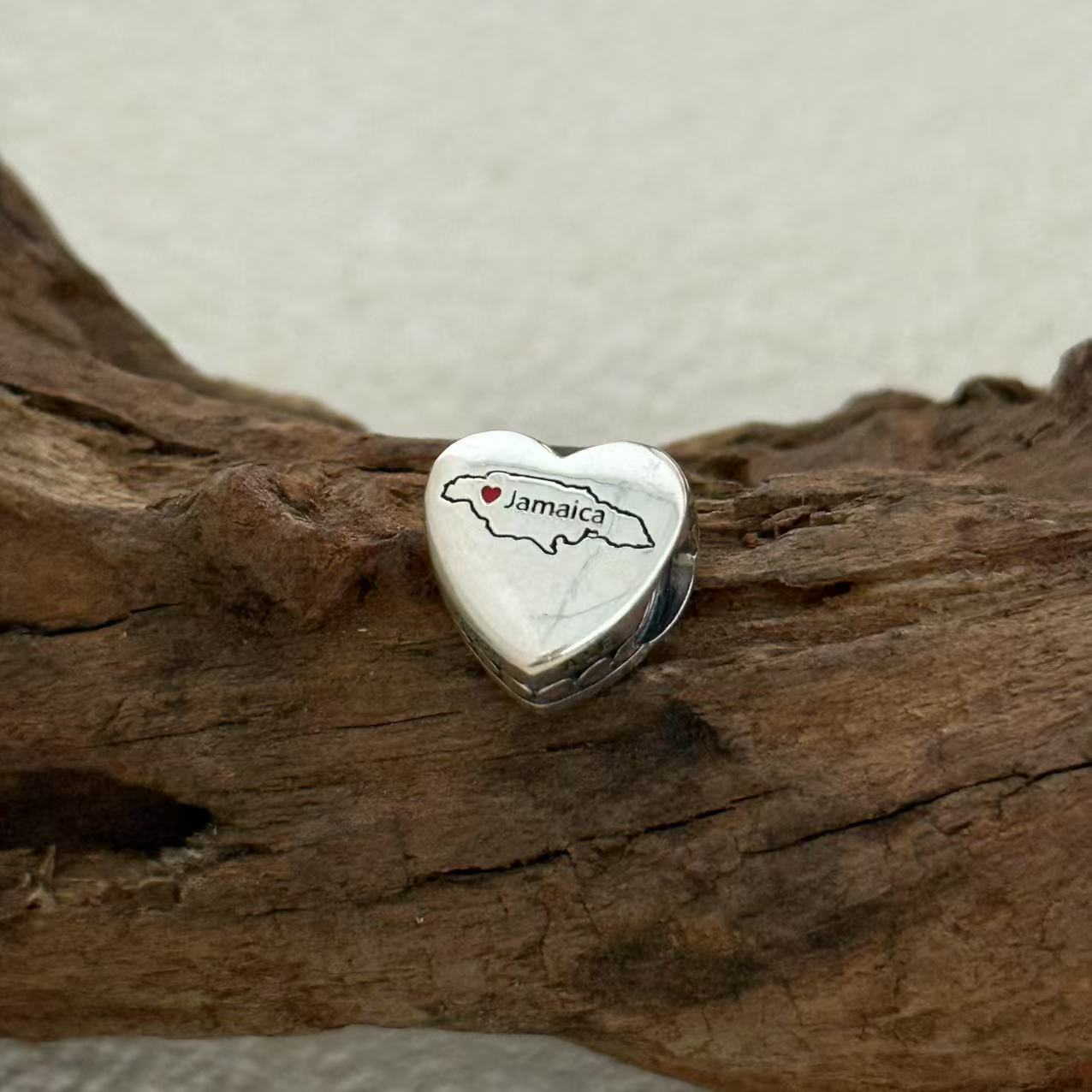 Jamaica Map Exclusive Heart Bead Charm for Pandora Bracelet