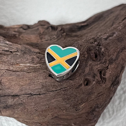 Jamaica Flag Exclusive Heart Bead Charm for Pandora Bracelet