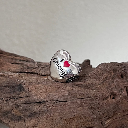 I Love Chicago Exclusive Heart Bead Charm for Pandora Bracelet