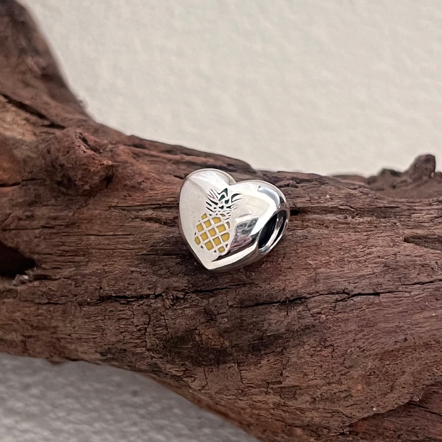 Hawaii Maui Pineapple Exclusive Heart Bead Charm for Pandora Bracelet