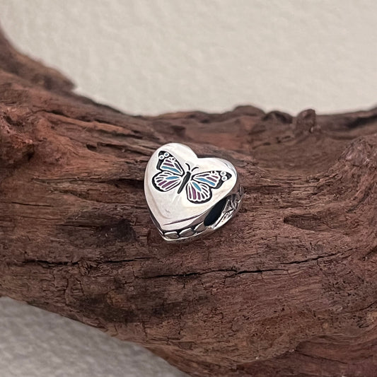 USA the Great Smoky Mountains butterfly Exclusive Heart Bead Charm for Pandora Bracelet