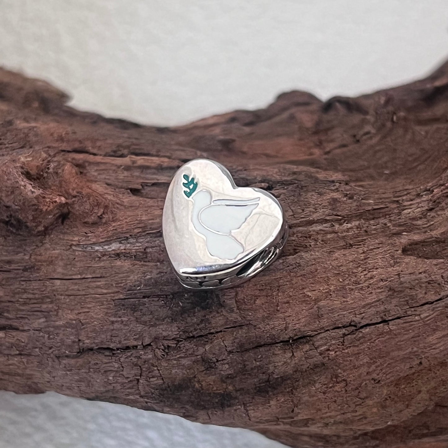 Dove of Hop Exclusive Heart Bead Charm for Pandora Bracelet