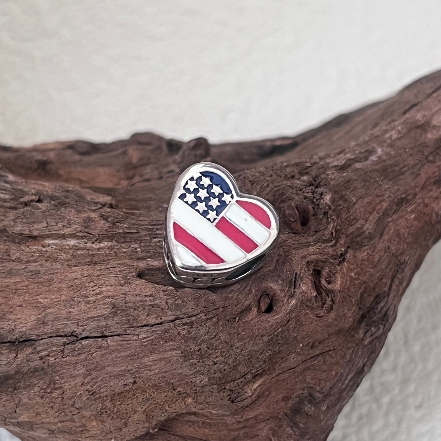 American flag & New mexico Flag Exclusive Heart Bead Charm for Pandora Bracelet