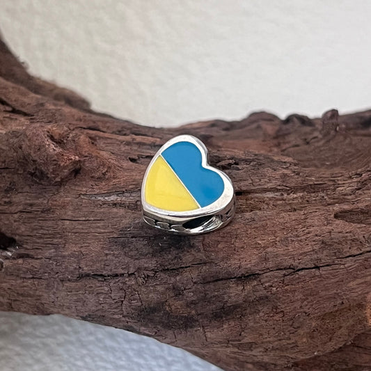 UKRAINE Flag Exclusive Heart Bead Charm for Pandora Bracelet