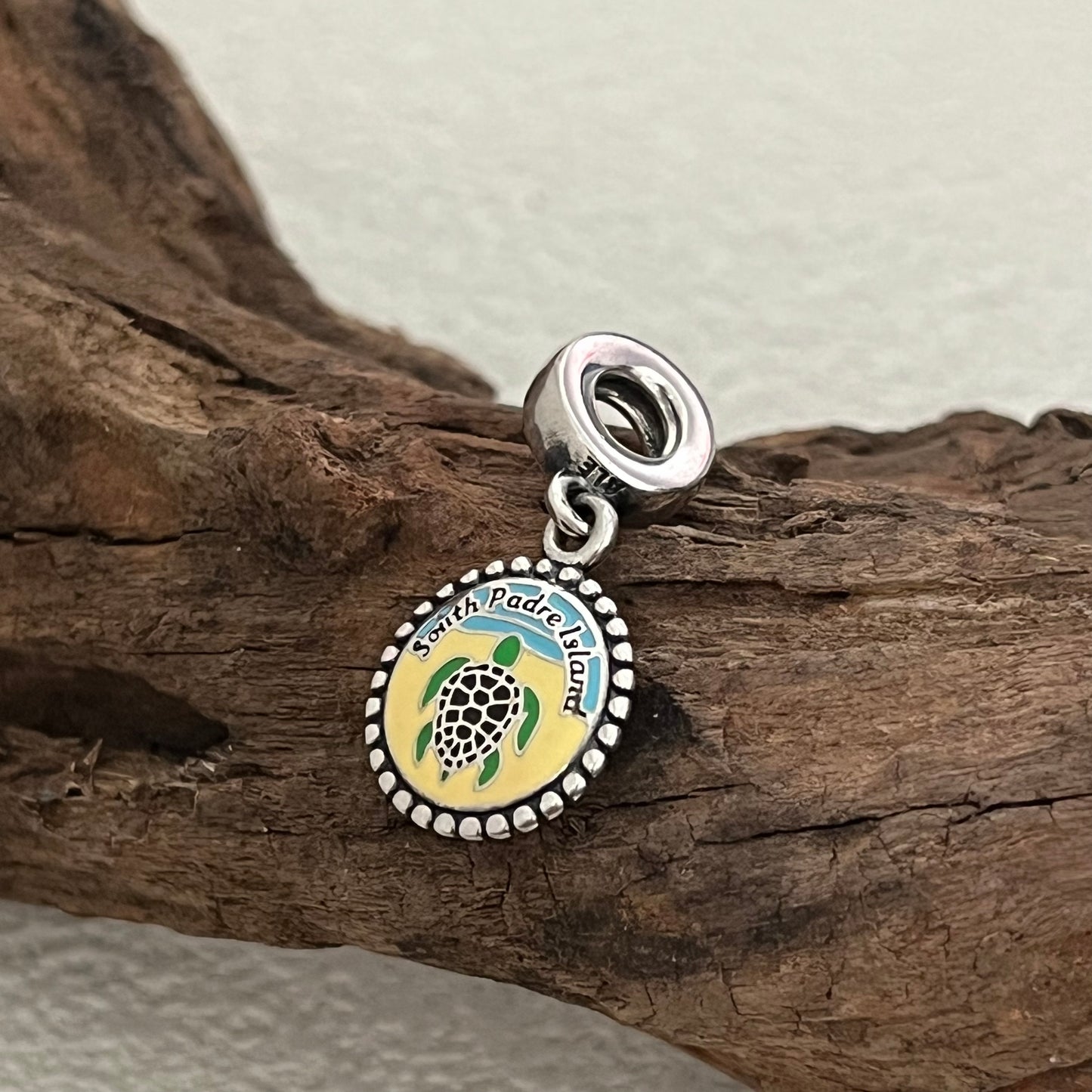 South Padre Island Beach turtle Exclusive Dangle Charm for Pandora Bracelet